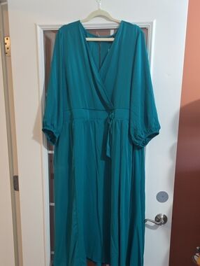 NWT Torrid Teal Wrap Midi Dress with Tie Waist